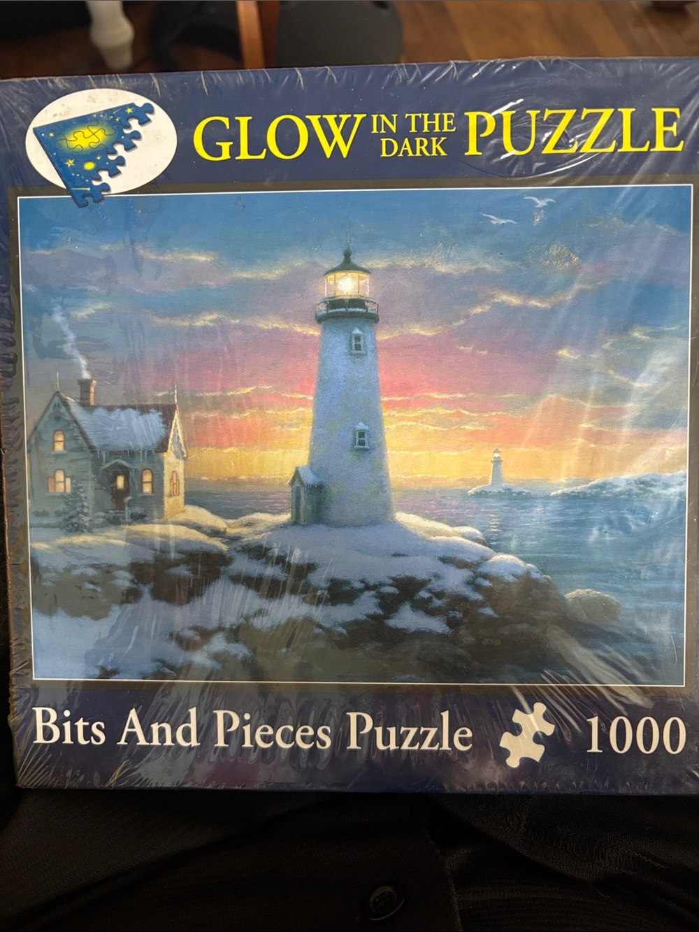 Bits And Pieces Glow-in-the-Dark Lighthouse Puzzle - Blue/White NWOT Sealed